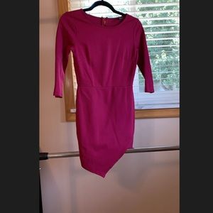 Burgundy midi quarter sleeve dress